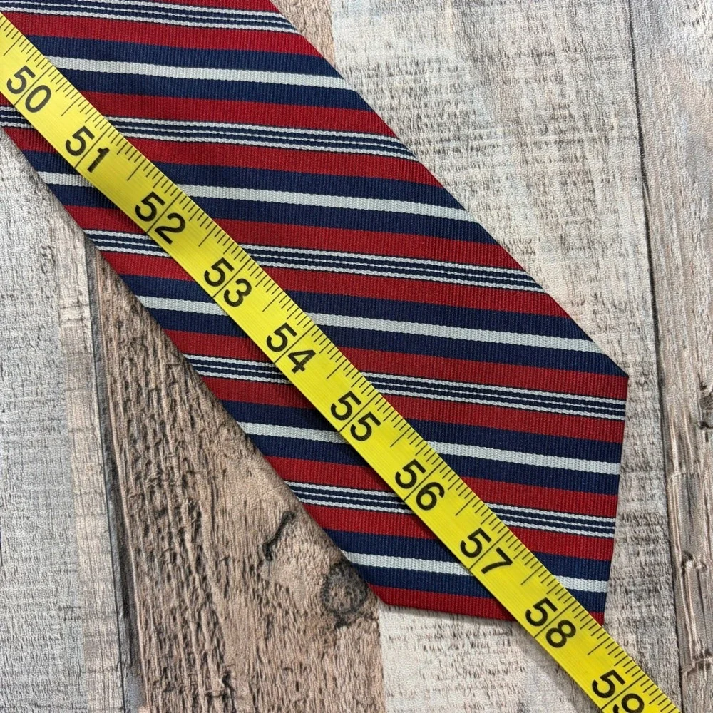 Vintage Polo Ralph Lauren Tie Mens OS Red Blue Silk Stripe Made In Italy Preppy